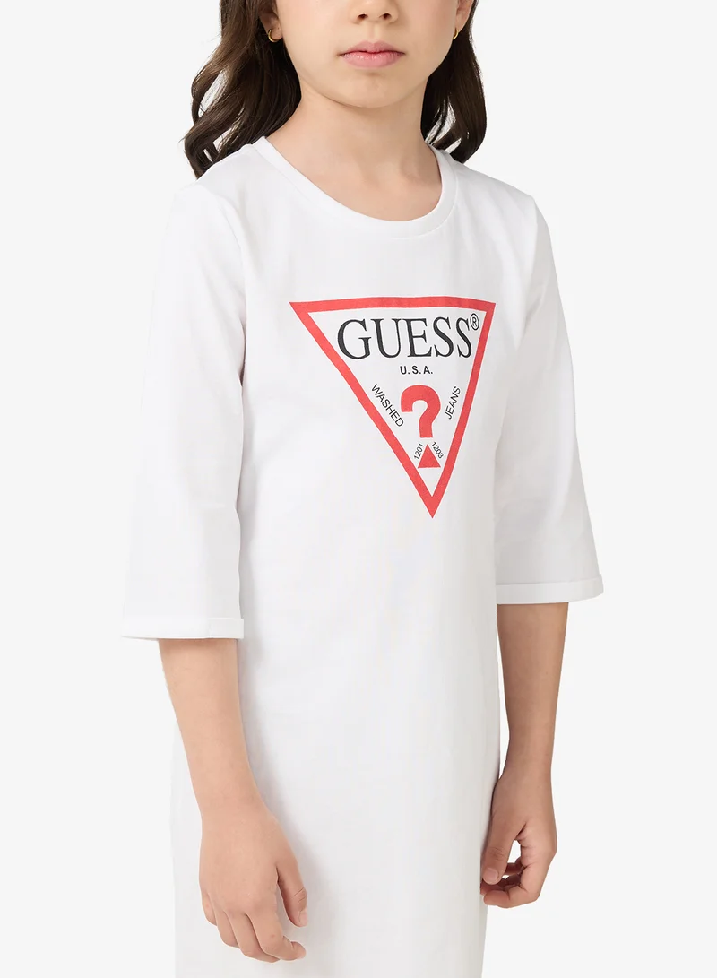GUESS White Graphic T-Shirt Dress